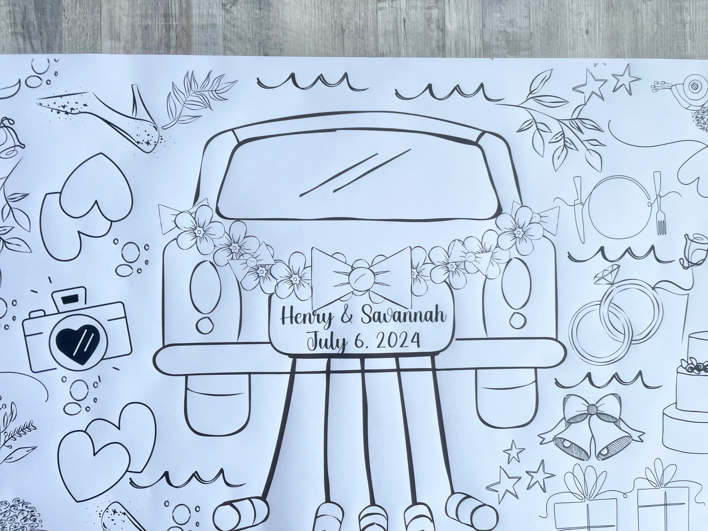 Personalized 6ft Wedding Coloring Banner for Kids Table 72"