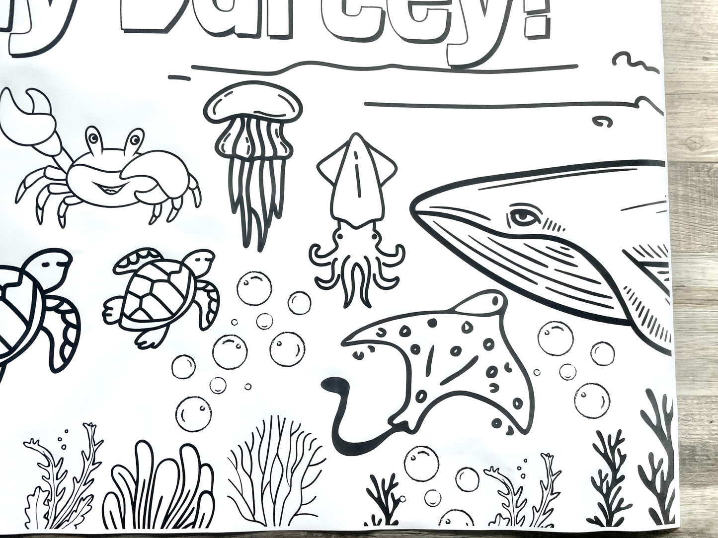 6ft Under the Sea Coloring Banner Tablecloth (24x72")