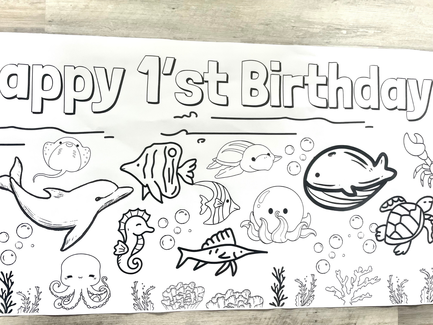 6ft Under the Sea Coloring Banner Tablecloth (24x72")