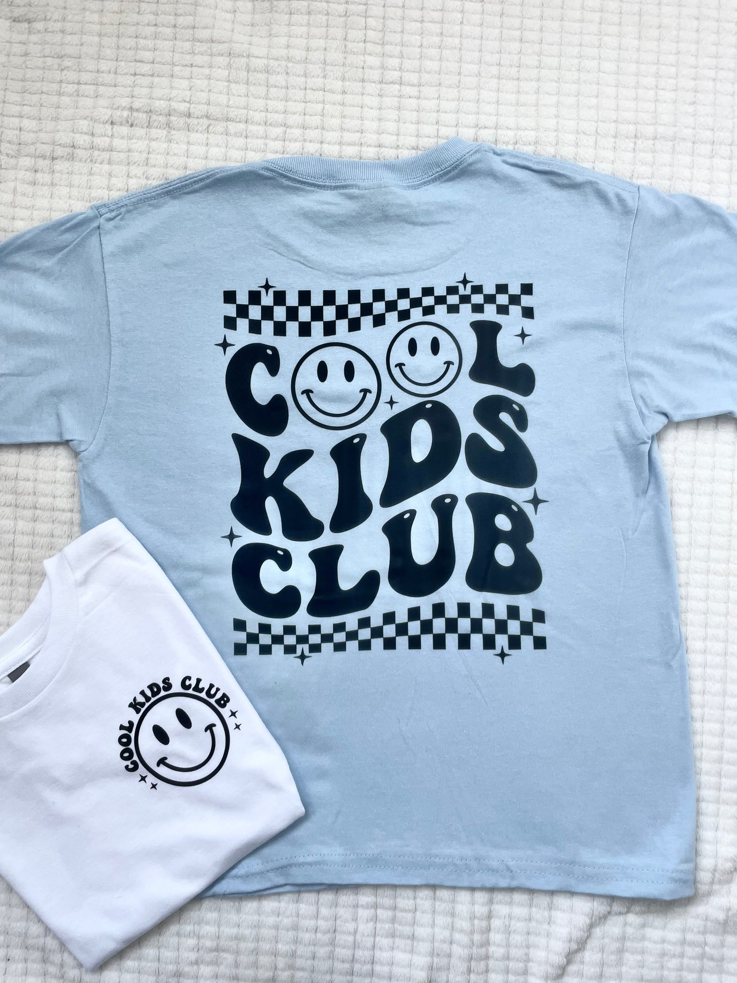 Cool Kids Club Retro Smiley Tee – Front & Back Design