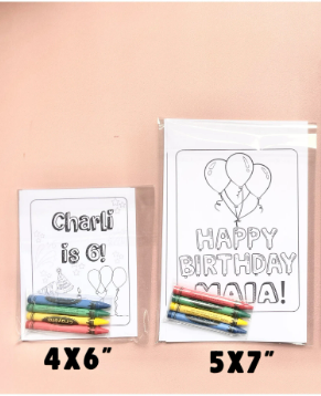 Personalized Birthday Party Favors Coloring Sheets