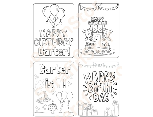 Personalized Birthday Party Favors Coloring Sheets