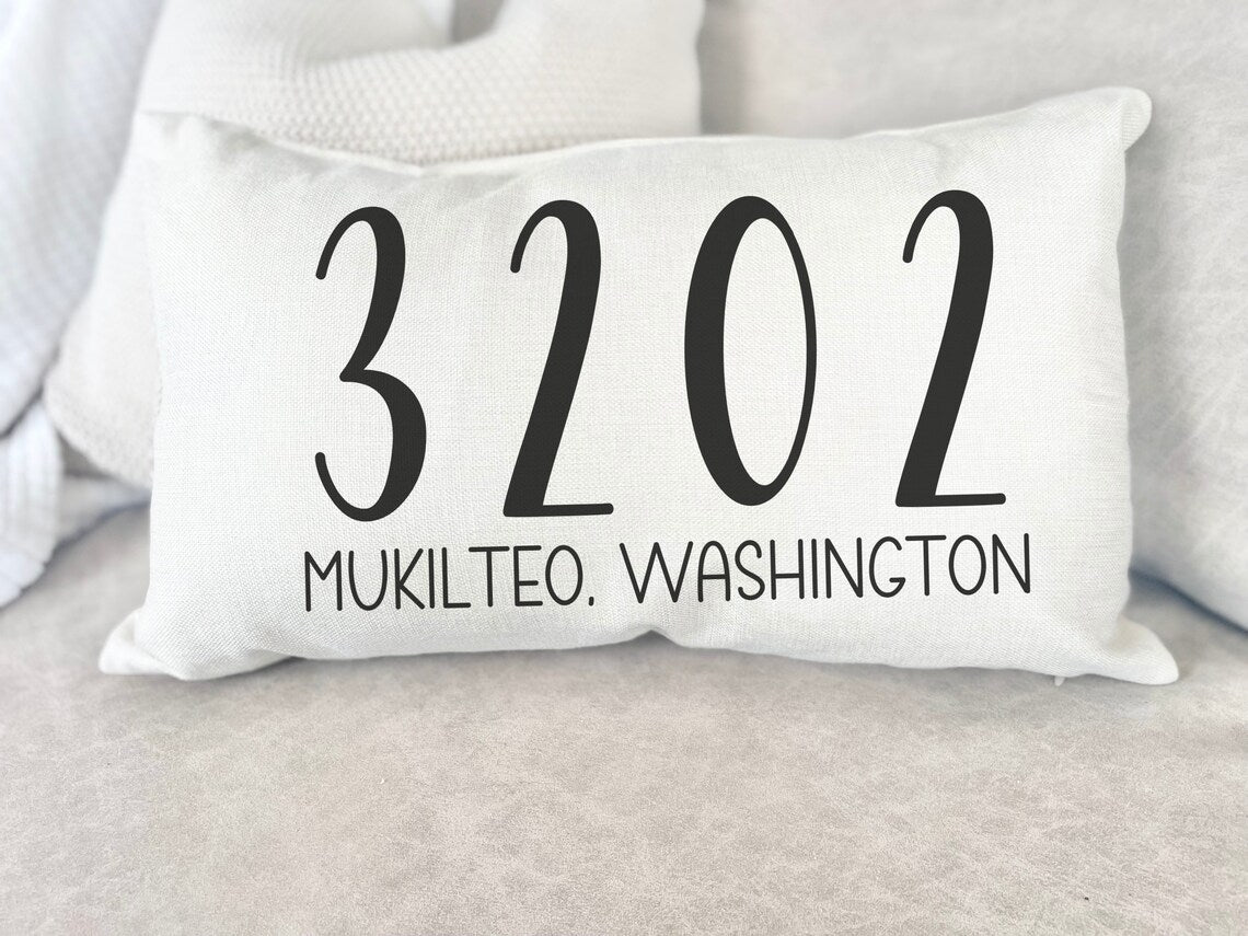 Personalized Hometown Pillowcase – City State Location Lumbar Pillow