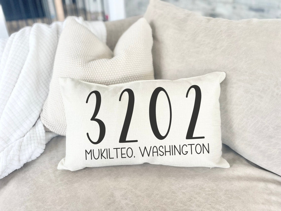 Personalized Hometown Pillowcase – City State Location Lumbar Pillow