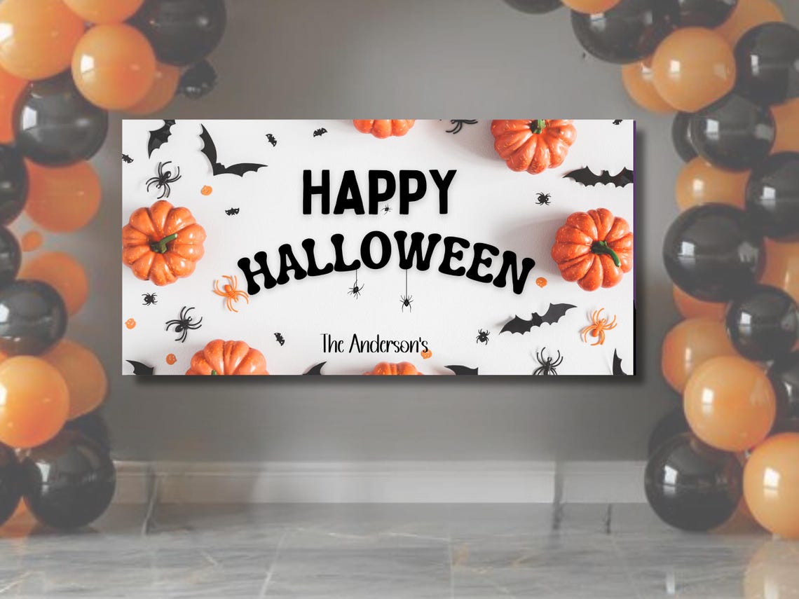 Personalized Halloween Party Banner – Minimalist Pumpkin Halloween Decorations