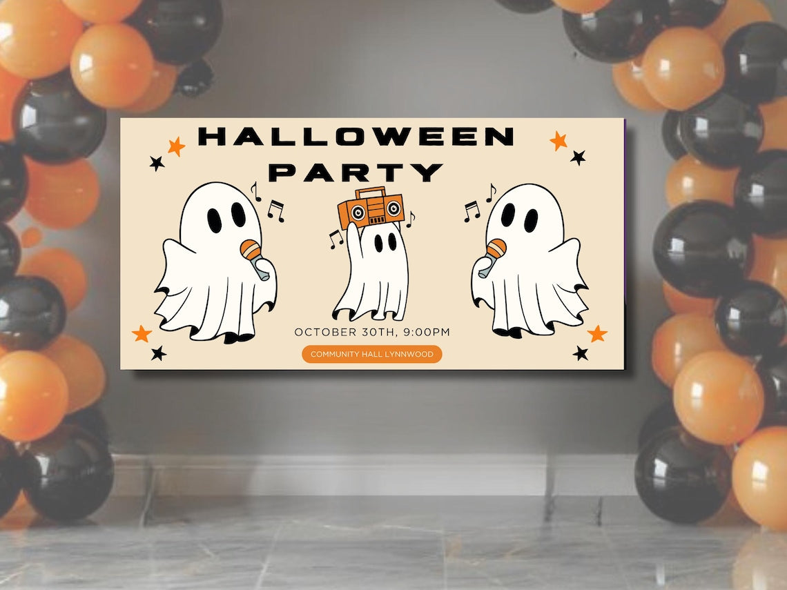 Personalized Pumpkin Halloween Party Banner, Cute Boo Theme for Kid Decorations