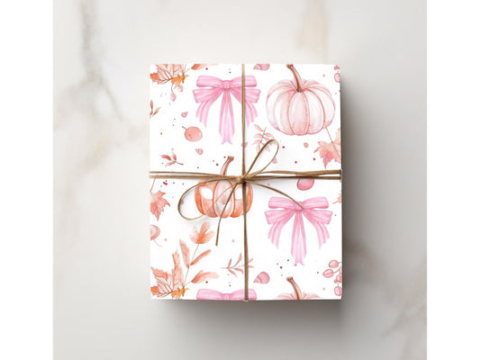 Pink Halloween Gift Wrap Roll Retro Pumpkin Coquette Pink Bow Wrapping Papper Cute Ghost Spooky Adorable Gift Wrapping ideas Coquette