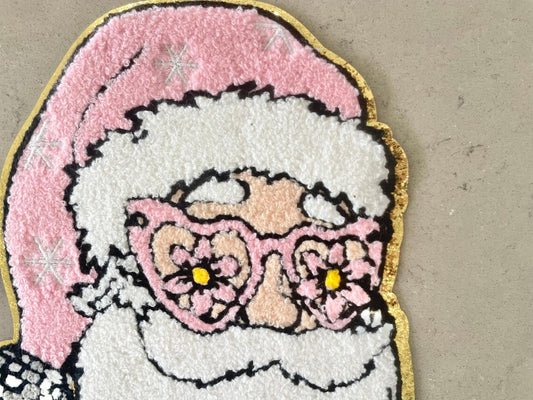 Large Trendy Christmas Cute Pink Retro Santa Disco Ball Patches Iron on Patches For Clothing Chenille Patch DIY Applique Ready to Press idea