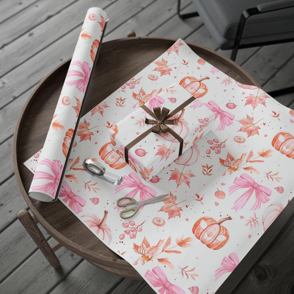 Pink Halloween Gift Wrap Roll Retro Pumpkin Coquette Pink Bow Wrapping Papper Cute Ghost Spooky Adorable Gift Wrapping ideas Coquette