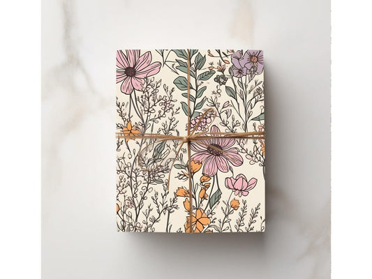 Wildflower Elegant Gift Wrapping Paper Gift idea Garden Lavender Birthday Floral Watercolor Meadow Nature Boho Trendy Cute Present Wrapping