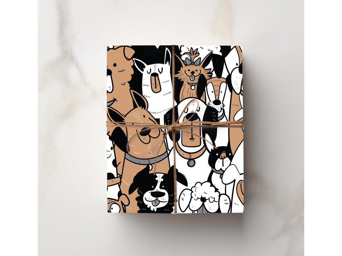 Pet Dog Gift Christmas Wrapping Paper Holiday Gift Wrap Dog Lover Birthday Dog Xmas idea Cute Funny Dogs Present Retriever Poodle Bulldog