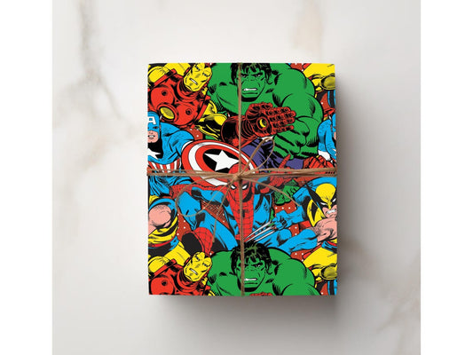 MARVEL SUPERHEROES Birthday Wrapping Paper Gift Idea Comic Book Special Occasion Action Hero Gift Wrapping Paper Trendy Present Wrap Hulk