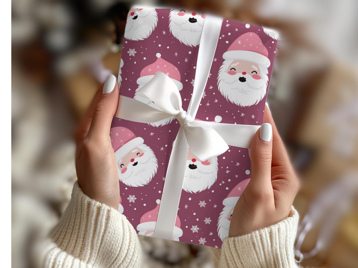 Happy Santa Christmas Wrap Cute wrapping paper roll Holiday Gift Wrap Xmas Party Decor Gift Paper Special Occasion Gift Wrapping Paper ideas