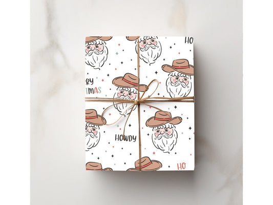 Howdy Cowboy Santa Christmas Wrapping Paper Western Santa Cute Gift Wrap Holiday Rustic Santa Gift Holiday Decor Special Occasion Present