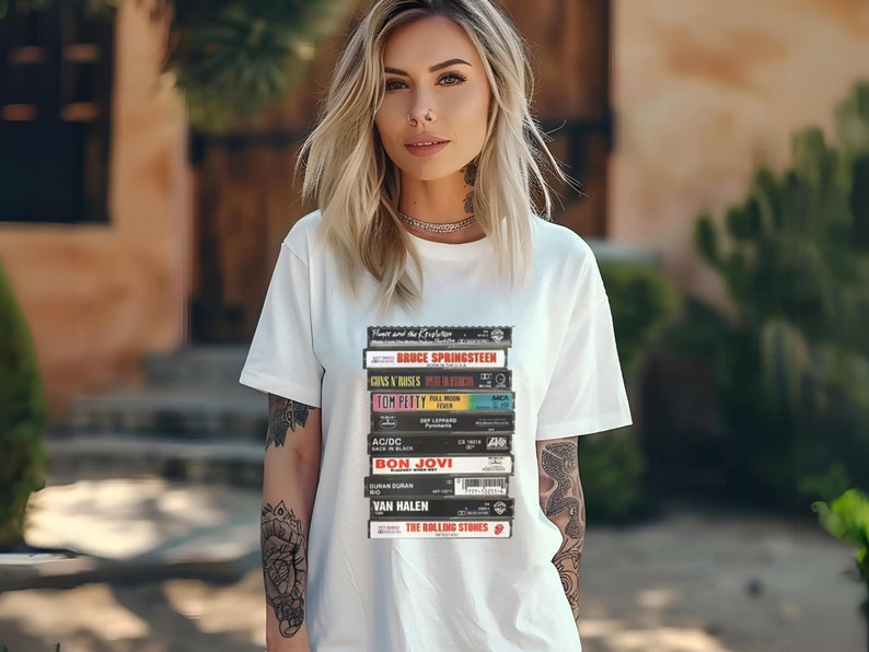 Retro Rock Cassette Tape Graphic Tee 80's Music Vintage T-Shirt