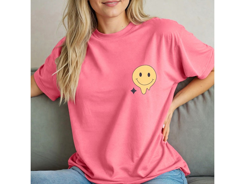 Smiley Face Positivity Tee Retro Affirmation Shirt for Women - Oversized