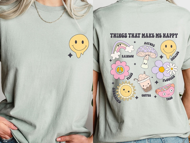 Retro Oversized Smiley Face Affirmation Shirt – Positive Mental Health Tee for Women