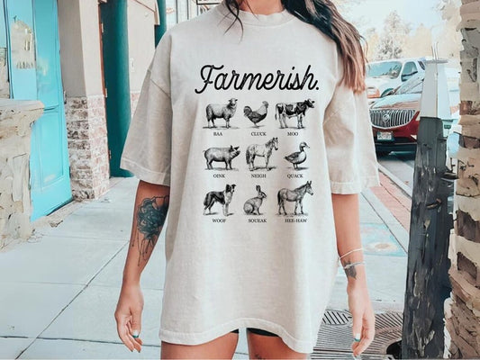 Funny Farmer Graphic Shirt - Oversized Trendy Vintage Farm Animal Tee