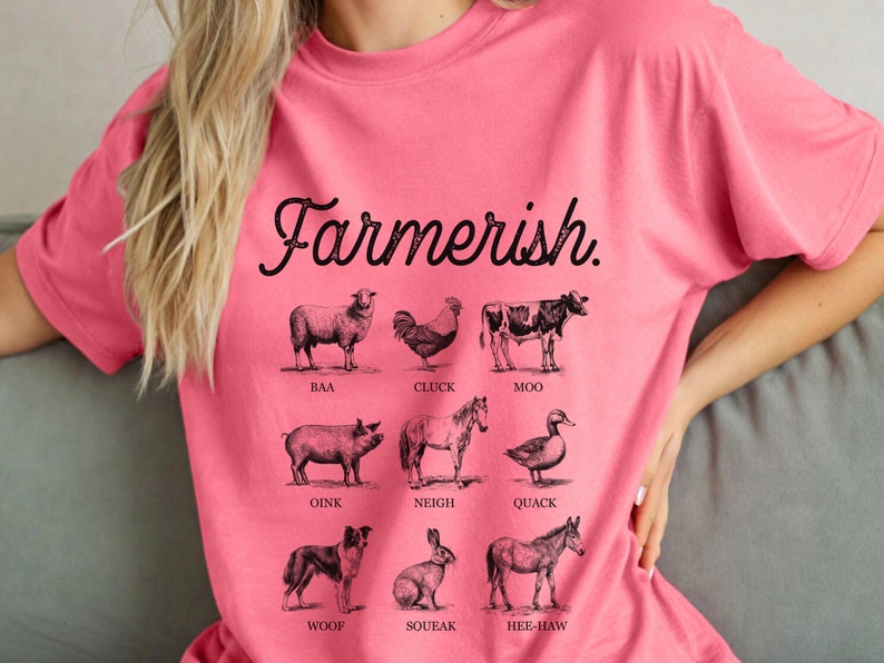 Funny Farmer Graphic Shirt - Oversized Trendy Vintage Farm Animal Tee