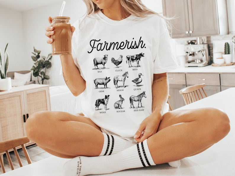 Funny Farmer Graphic Shirt - Oversized Trendy Vintage Farm Animal Tee