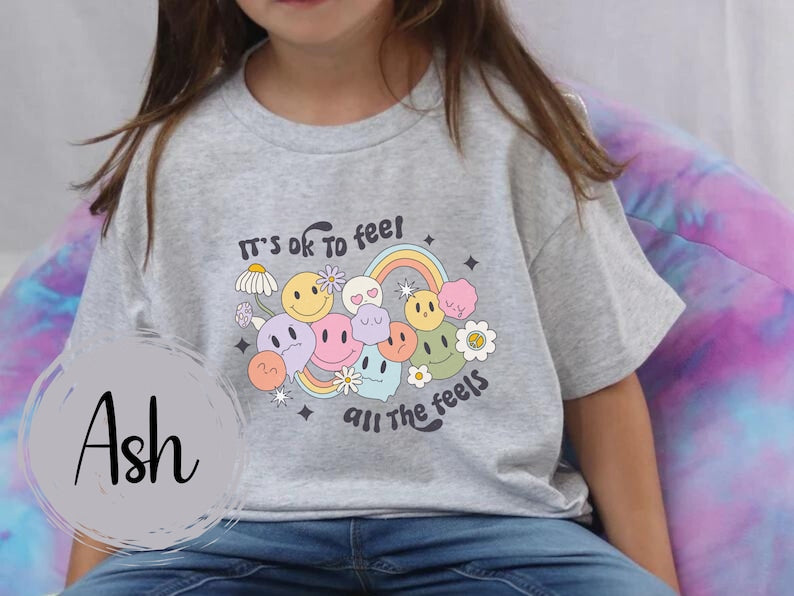 Kid Mental Health Shirt – Retro Smiley Face Tee with Positive Affirmation and Daisy