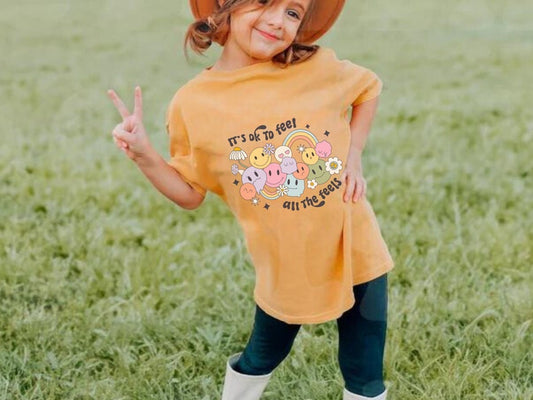 Kid Mental Health Shirt – Retro Smiley Face Tee with Positive Affirmation and Daisy