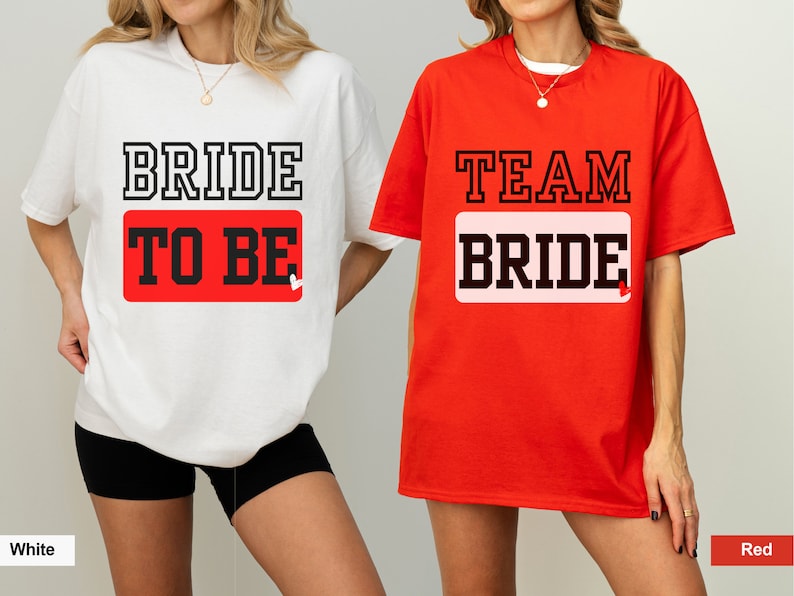 Fuchsia Red Team Bride Shirt Bride Squad Top Hen Party - Bachelorette Tees