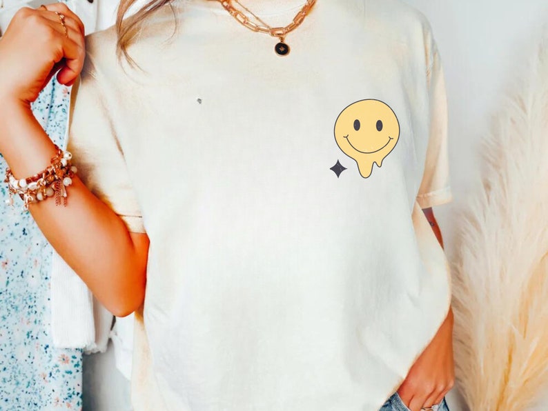 Retro Oversized Smiley Face Affirmation Shirt – Positive Mental Health Tee for Women