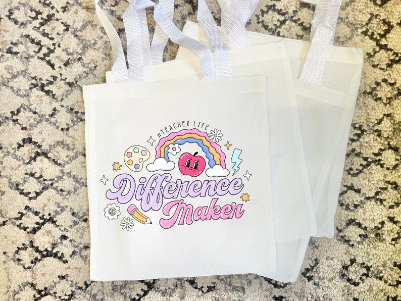 Difference Maker Tote Bag - Teacher Appreciation & Back to School Gift