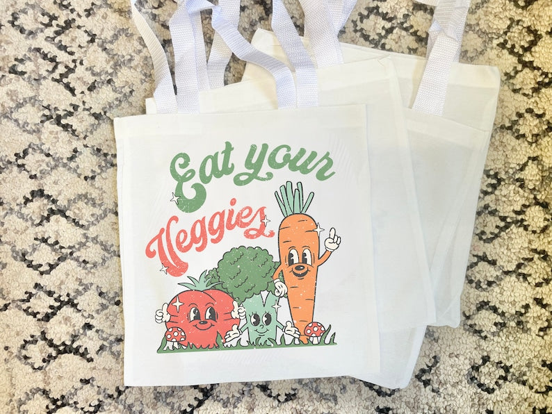 Eat Your Veggies Tote Bag - Eco-Friendly & Reusable - Retro Design