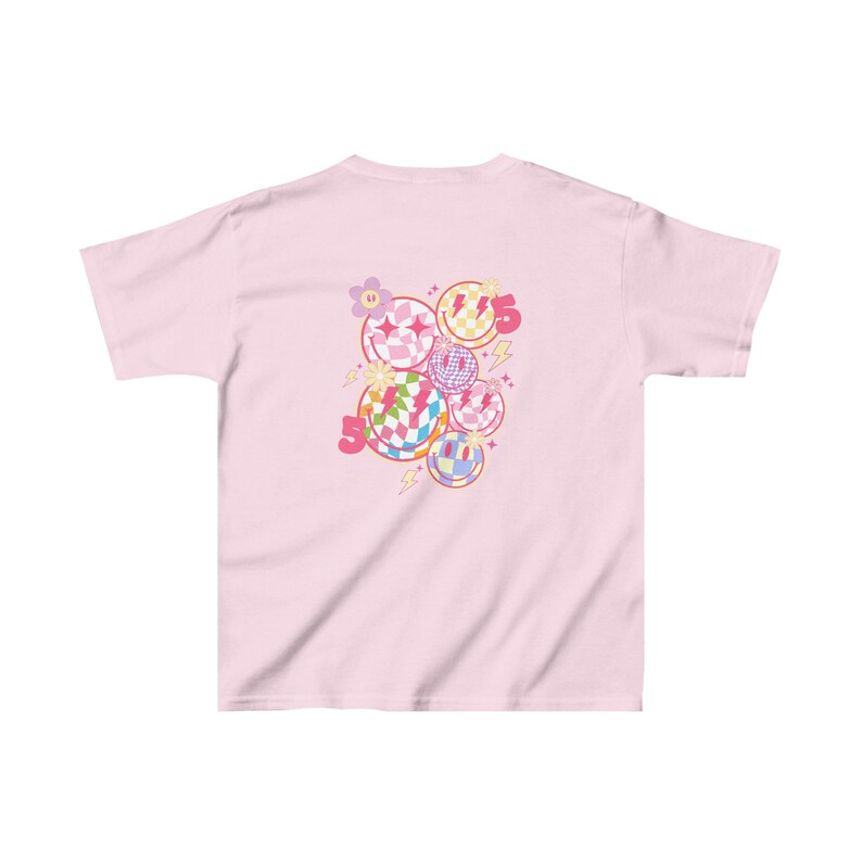 Custom Birthday Number Shirt – Trendy Personalized Pink Tee with Disco Daisy