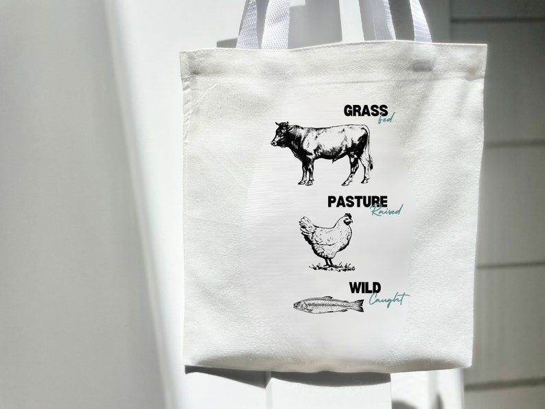 Grass Fed Tote Bag - Eco-Friendly Reusable Grocery & Market Bag