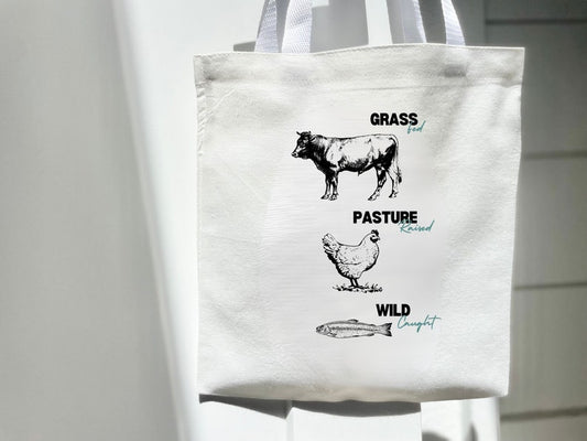 Grass Fed Tote Bag - Eco-Friendly Reusable Grocery & Market Bag