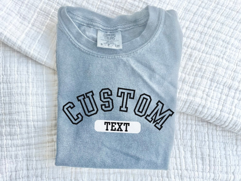 Comfort Colors Personalized Youth Shirt Custom College Font Text Tee