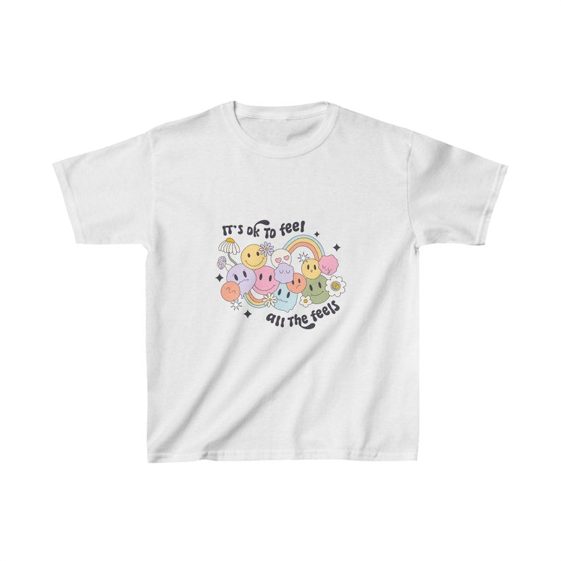 Kid Mental Health Shirt – Retro Smiley Face Tee with Positive Affirmation and Daisy