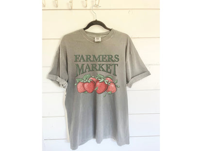 Local Farmer Market T-Shirt - Strawberry Fruit Top - Oversized