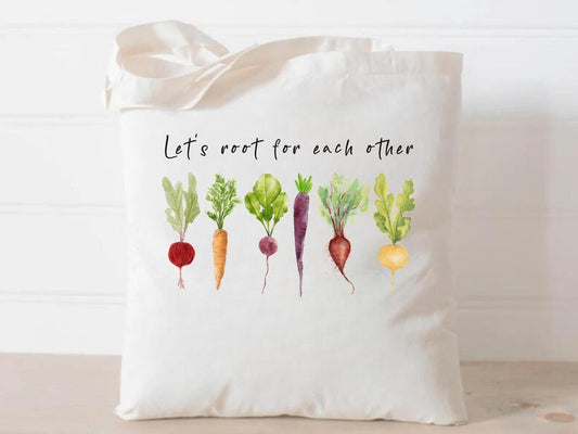 Let's Root For Each Other Tote Bag - Eco-Friendly Reusable Grocery & Market Bag