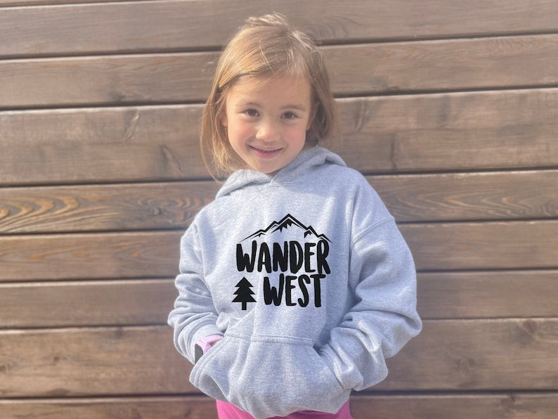 Wander West Youth Hoodie – PNW Pride Graphic Sweater for Kids