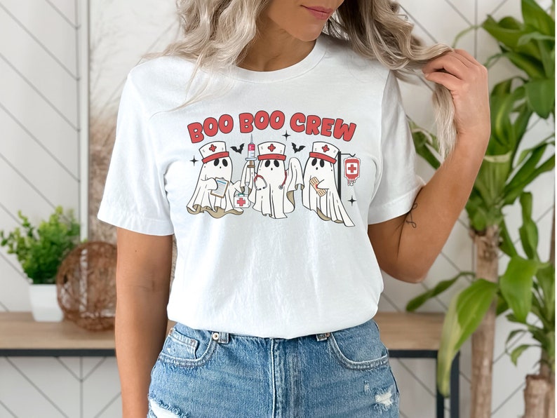 Halloween Nurse Cute Trendy Boo Boo Crew Top Tee - Spooky Nursing School Gif