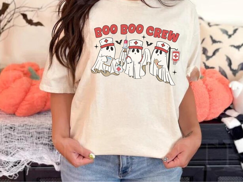 Halloween Nurse Cute Trendy Boo Boo Crew Top Tee - Spooky Nursing School Gif