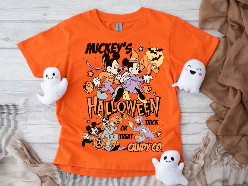 Trendy Youth Mouse Halloween T-Shirt Trick or Treat Spooky Season Top Pumpkin Tee