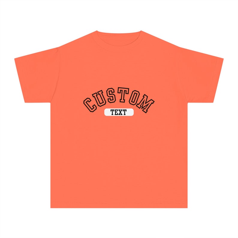 Comfort Colors Personalized Youth Shirt Custom College Font Text Tee