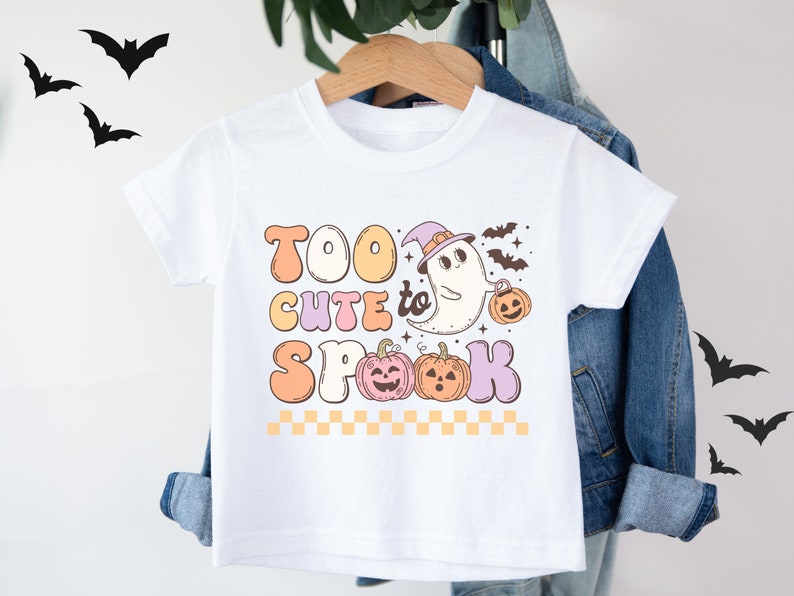 Too Cute to Spook Shirt Youth Halloween Vibe Toddler Tee Pumpkin Kid's Top