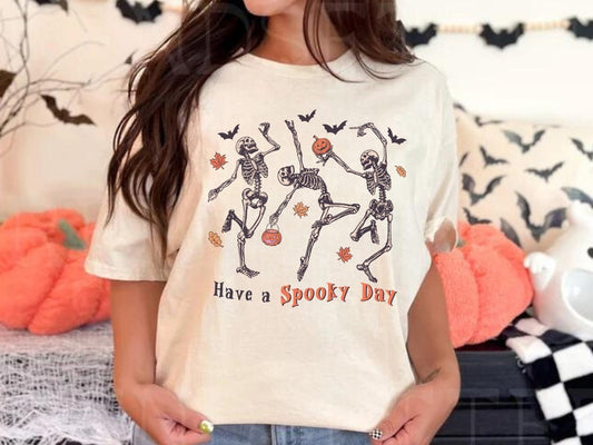 Have a Spooky Day Skeleton Halloween Shirt - Retro Boho Fall Top