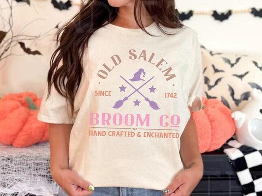 Old Salem Broom Co. Funny Halloween Shirt - Retro Boho Graphic Tee