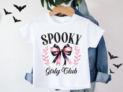 Spooky Girl Club Pink Halloween T-Shirt Cute Coquette Youth Top Tee