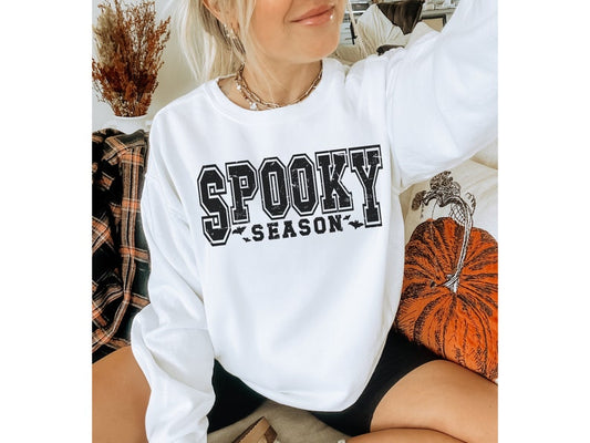 Retro Halloween Vibe Distressed Comfy Sweatshirt - Spooky Season Sweater