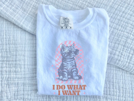 Funny Cat Shirt – Witty Retro Youth Tee with 'Do What I Want' Design