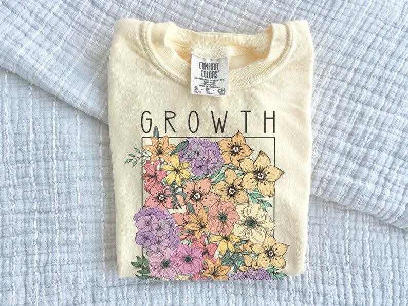 Kid Mental Health Shirt – Growth Affirmation Tee with Retro Daisy Flower