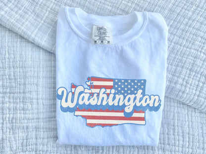 Washington Youth Shirt – PNW Pride Graphic Tee in Red, White, & Blue